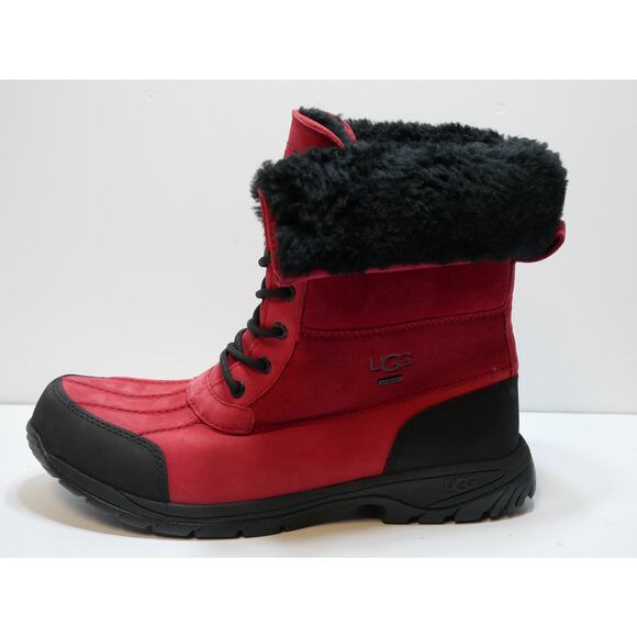 NEW UGG BUTTE LEATHER BOOT SHERPA WOOL VIBRAM RED 1130809 MENS SIZE - 10 - Picture 11 of 16